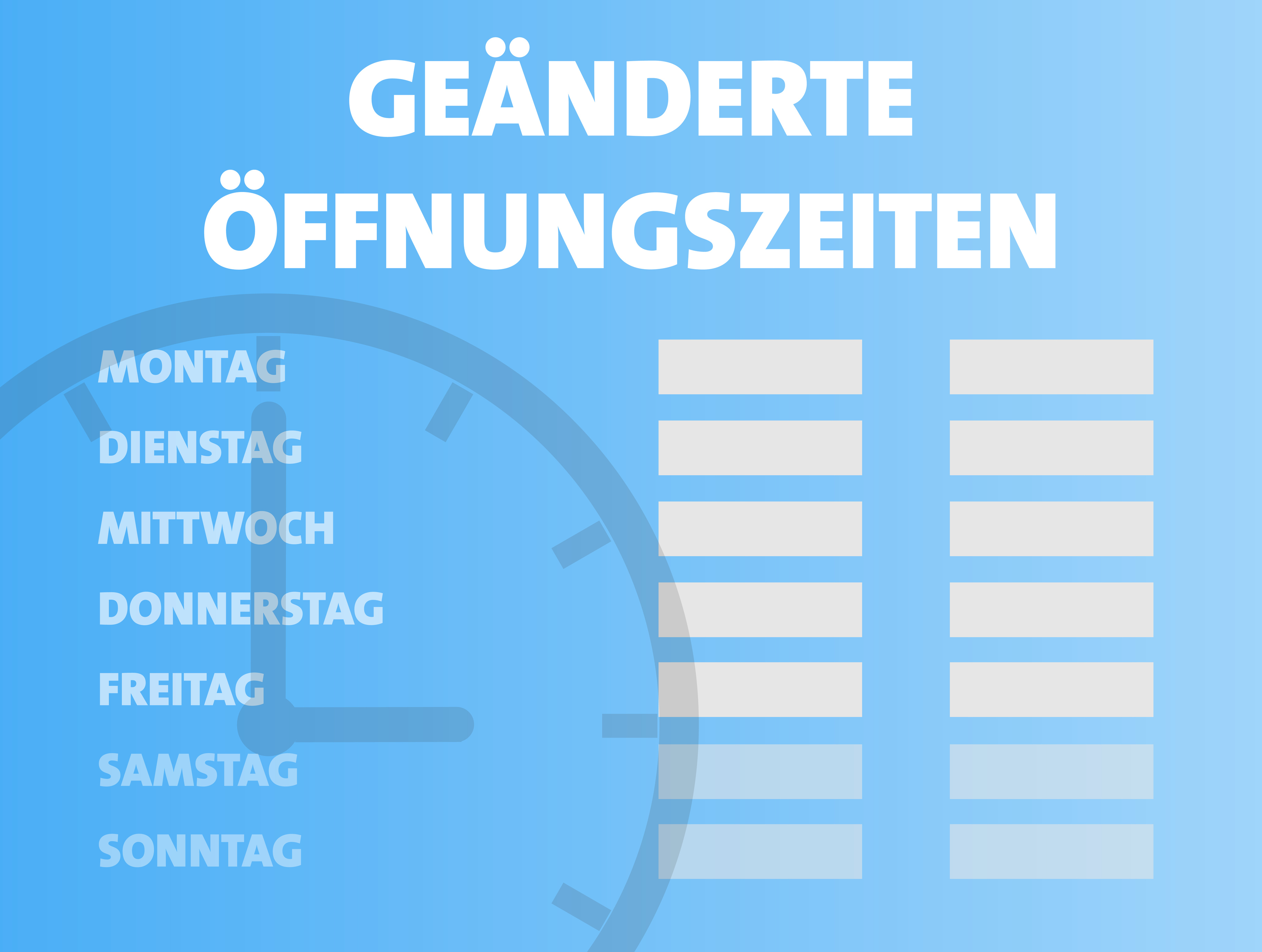 changed opening hours or new business hours sign in German language changed opening hours or new business hours sign in German language