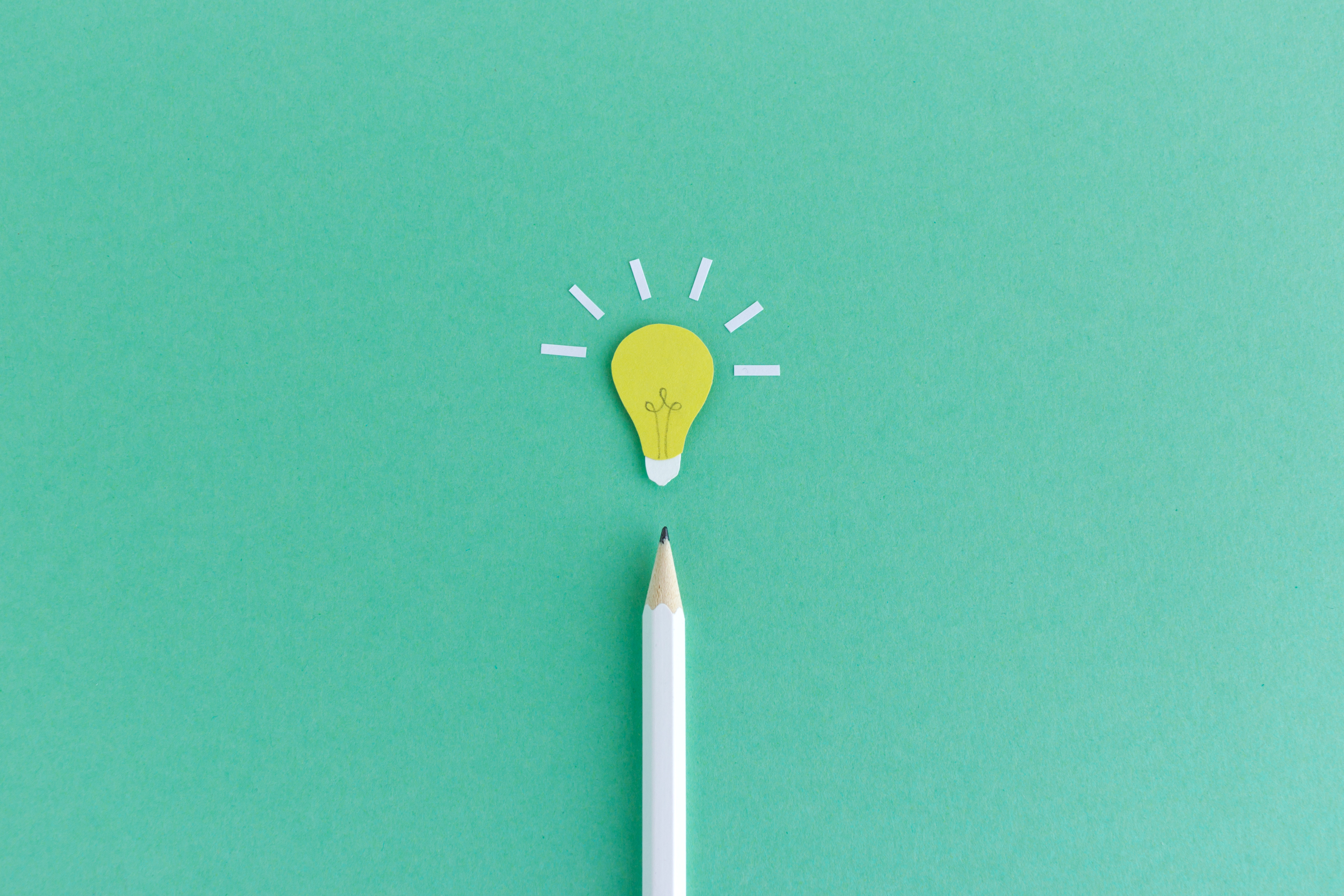 Pencil with light bulb above Pencil with light bulb above