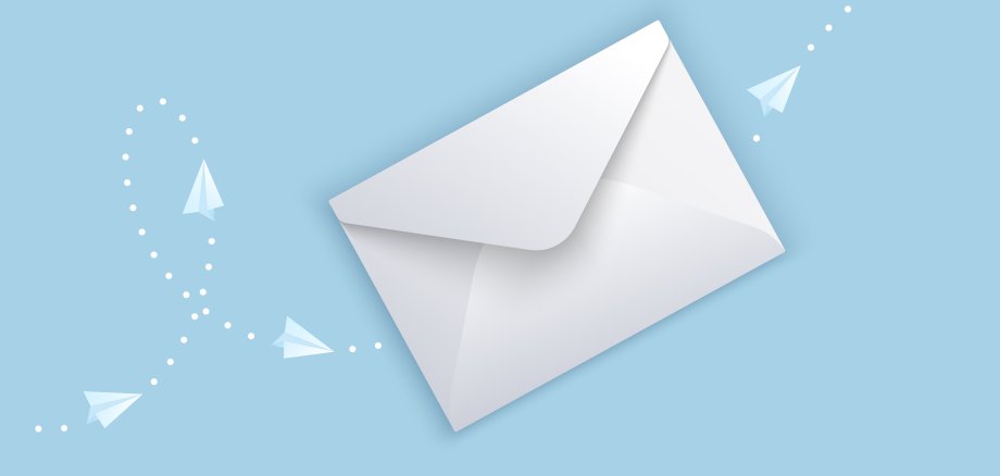 Vector illustration of white flying envelope with direction indicated by white points and planes. Mail delivery concept