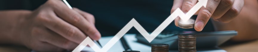 Concept of business success, finance and business strategy in investing successful. money growth with arrow pointing to success or profit