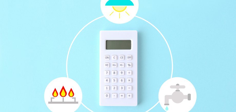 Calculator with public services illustration