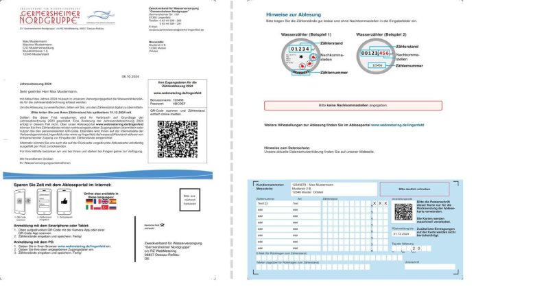 Musterbrief - Jahreszählerablesung