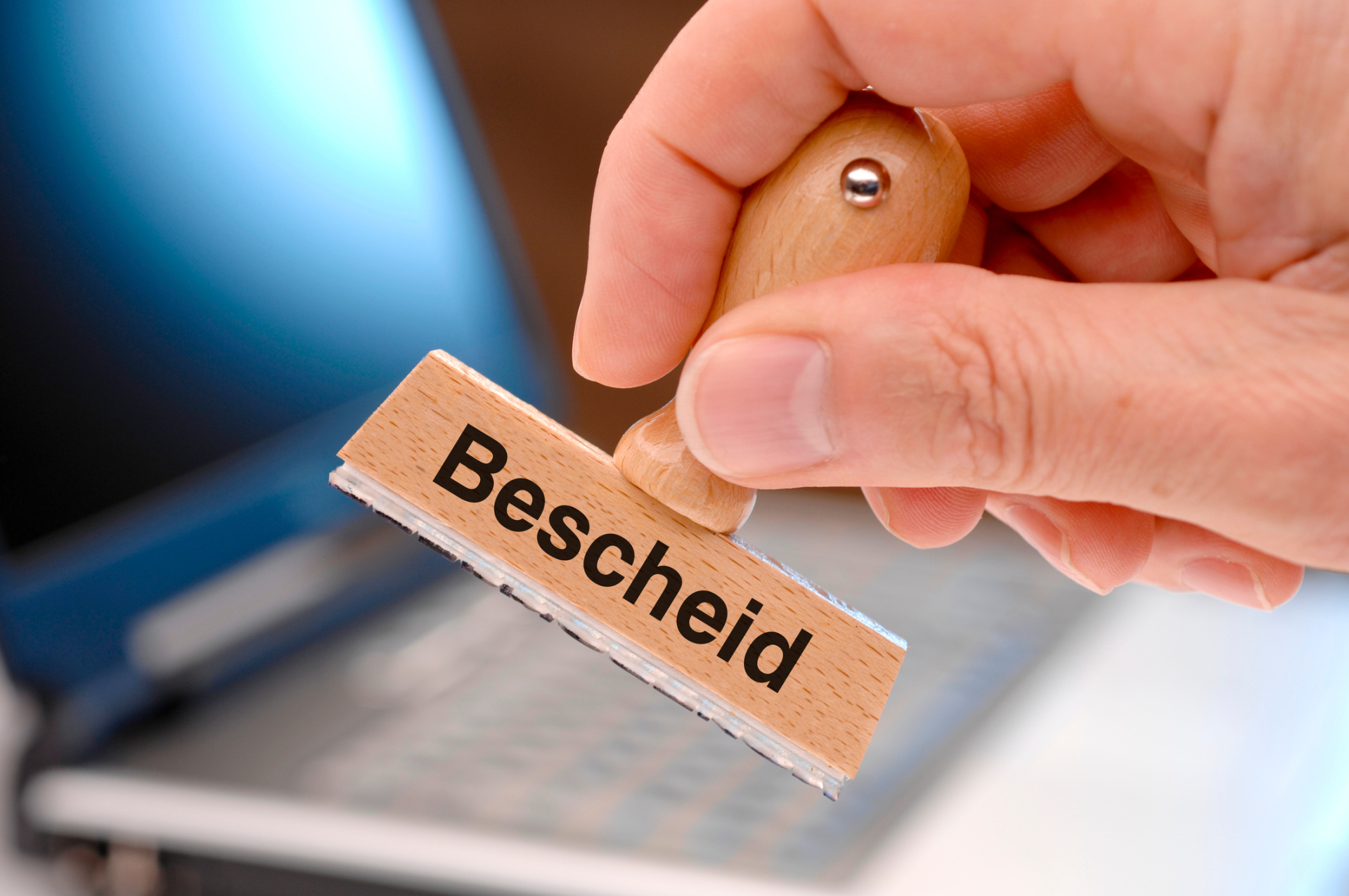 Bescheid printed on German stamp - in English language: assessment Bescheid printed on German stamp - in English language: assessment