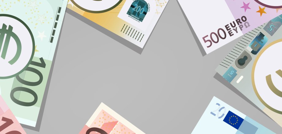 Euro banknotes set. Isolated on background. Cash of different nominal value. Vector illustration on the topic of finance.