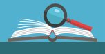 Magnifier on open book Magnifier on open book