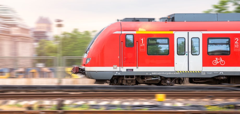 Speed electric train in motion